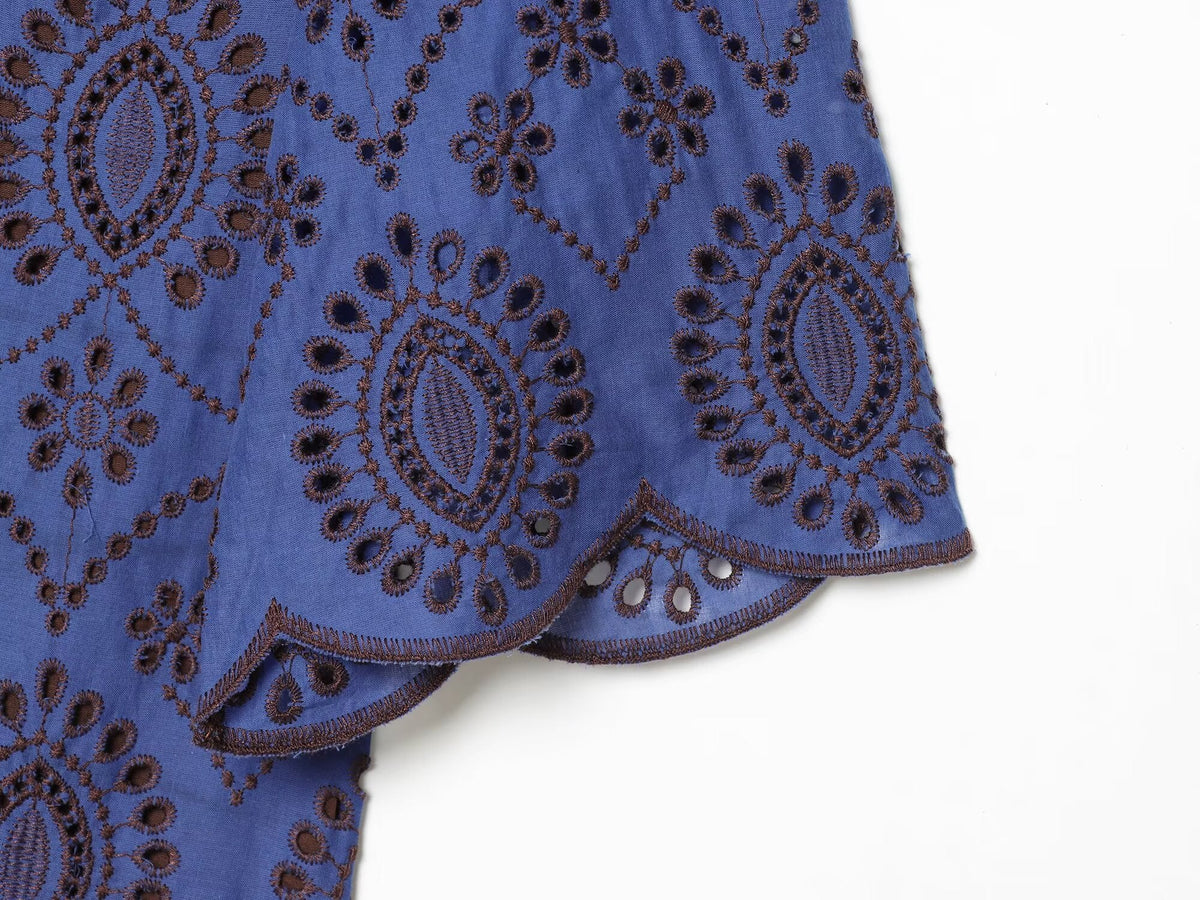 2026 Women's hollow embroidery mini dress