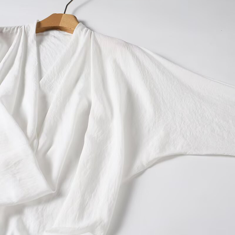 Women's draped Swing collar long sleeved shirt