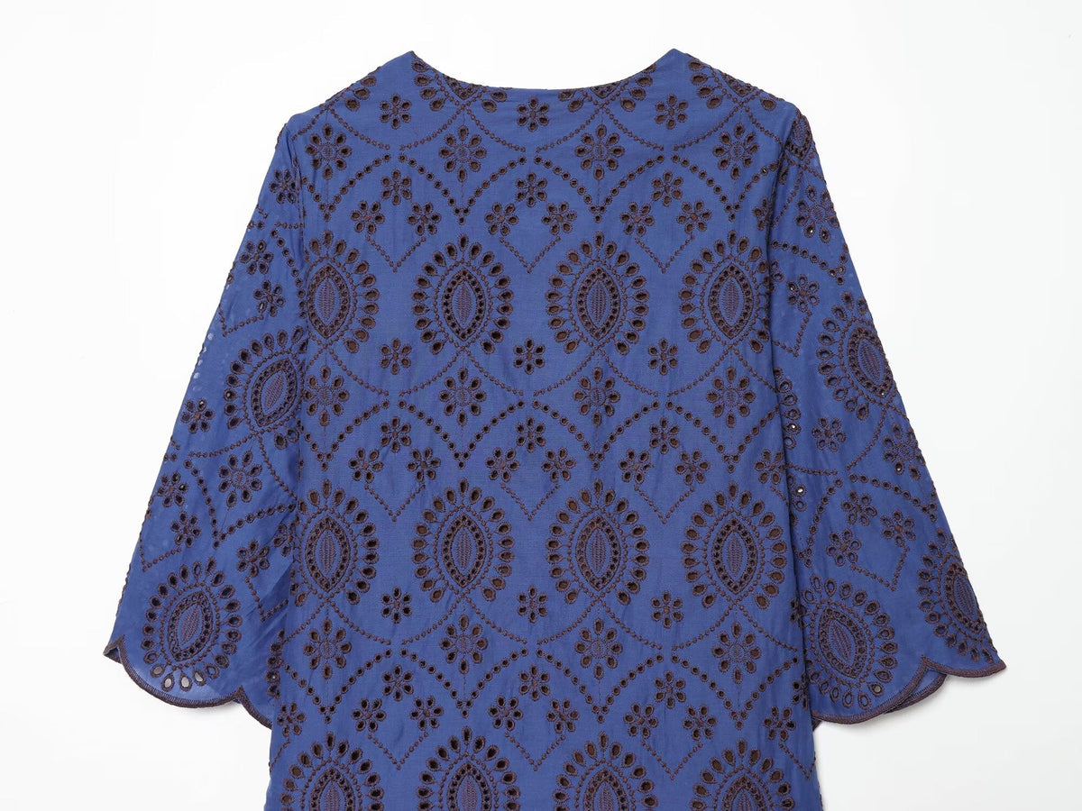 2026 Women's hollow embroidery mini dress