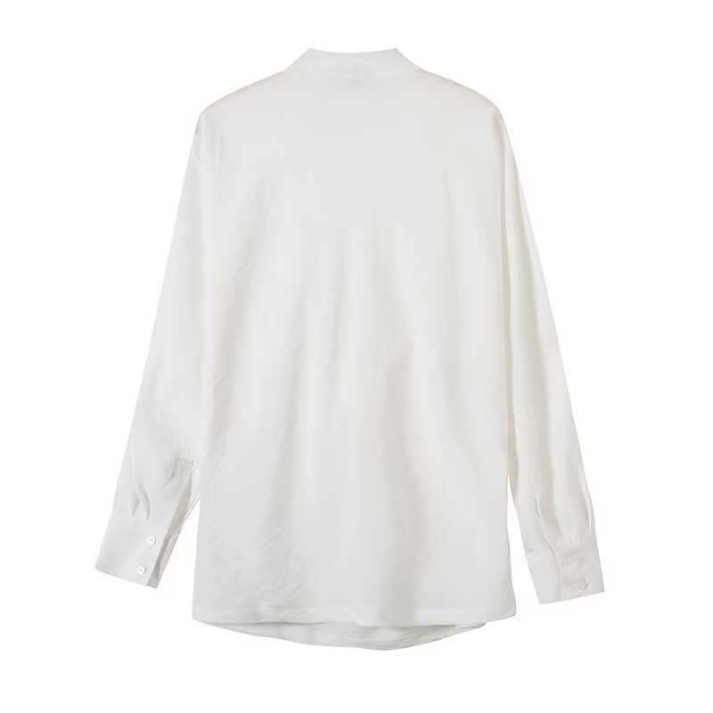 Women's draped Swing collar long sleeved shirt