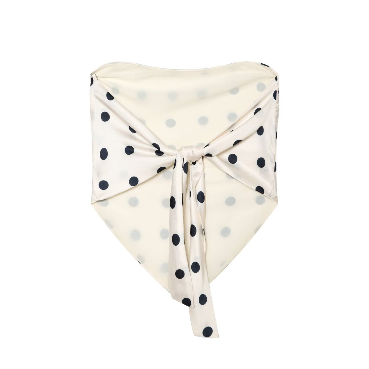suit Women's 2 pieces satin textured strapless top+polka dot pants
