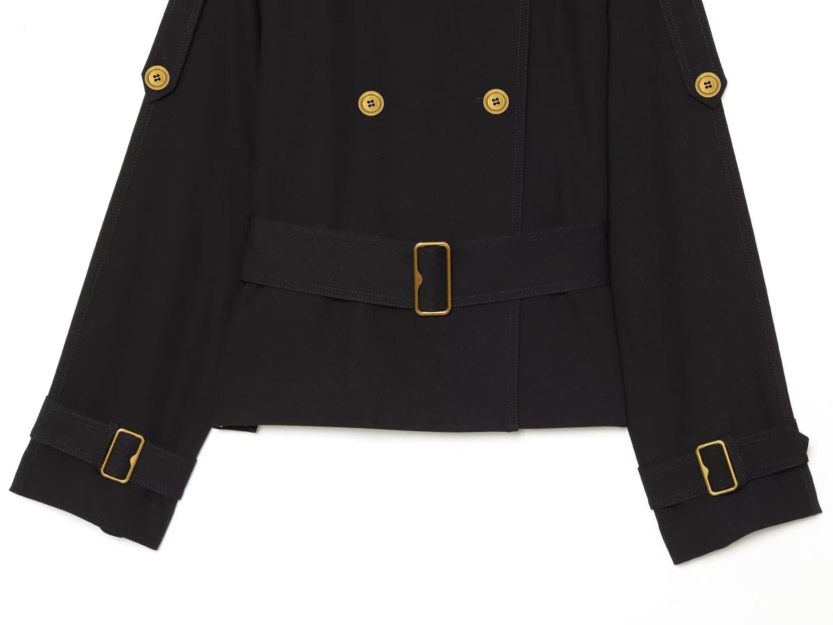 Women's With Belt stand collar windbreaker Coat