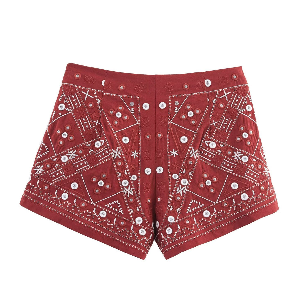 suit Women's 2 pieces mirror effect decorative embroidered vest+shorts