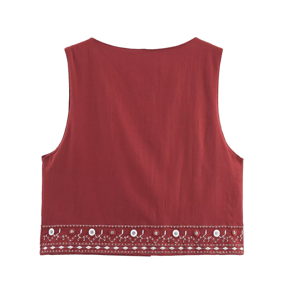 suit Women's 2 pieces mirror effect decorative embroidered vest+shorts