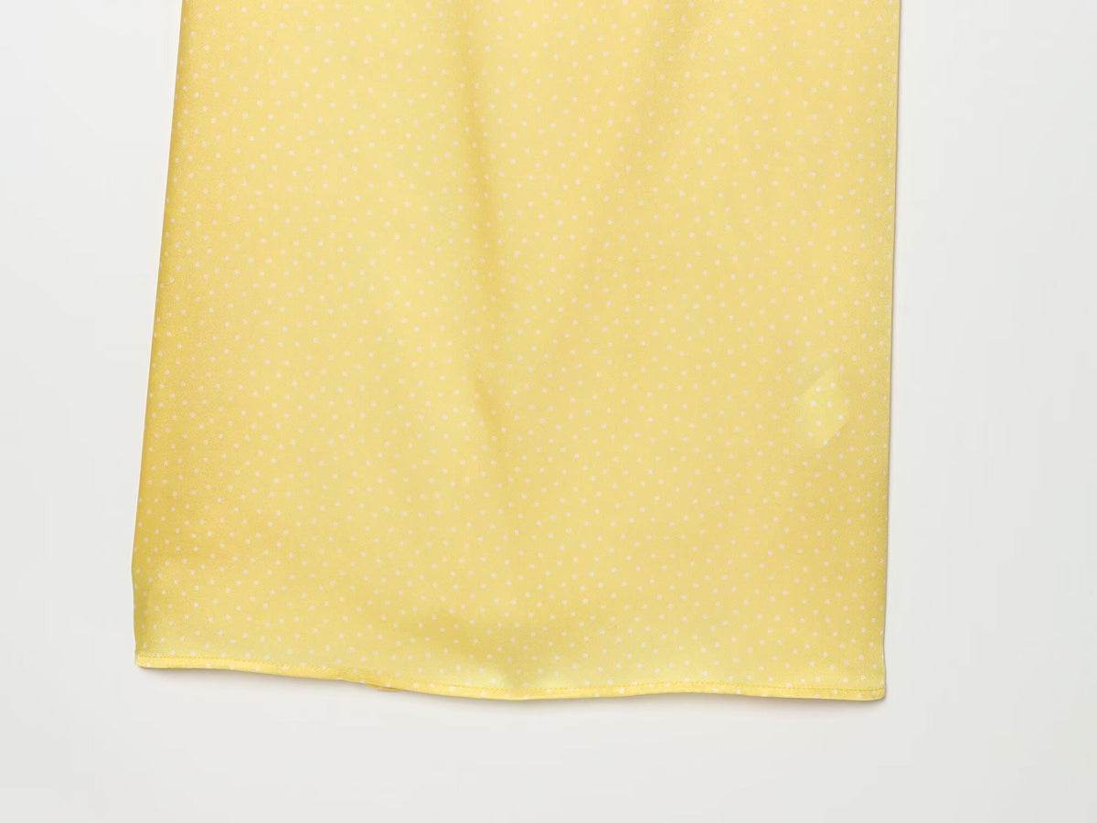 Women's satin textured polka dot MIDI dress