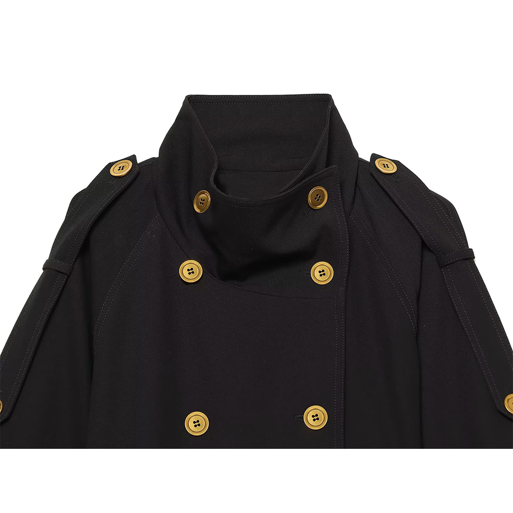 Women's With Belt stand collar windbreaker Coat