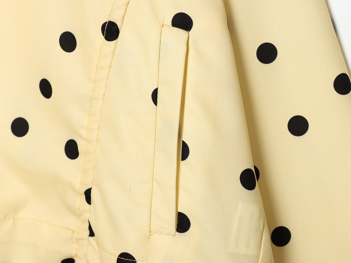suit Women's 2 pieces short drawstring pleated polka dot Coat+Shorts