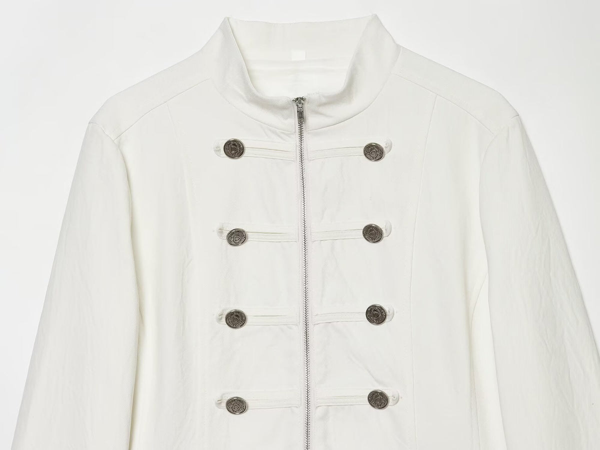 Women's standing collar breasted decorative Blazer Coat