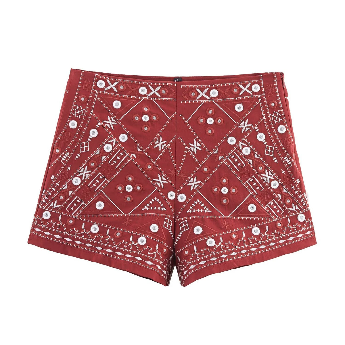 suit Women's 2 pieces mirror effect decorative embroidered vest+shorts