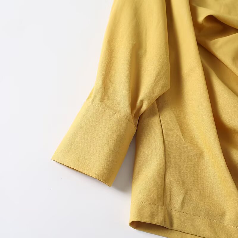 Women's draped Swing collar linen blend cover shirt