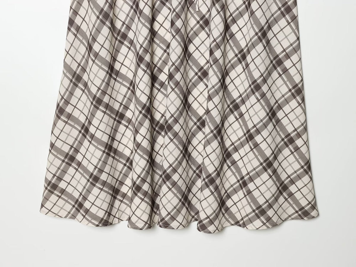 Women's casual versatile plaid MIDI skirt