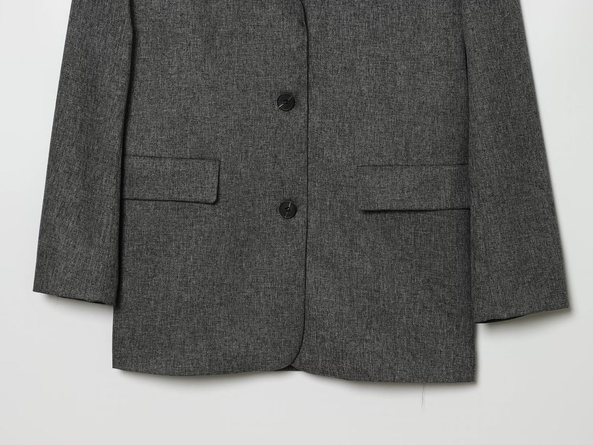 suit Women's 2 pieces loose linen blended straight Blazer Coat+Pants