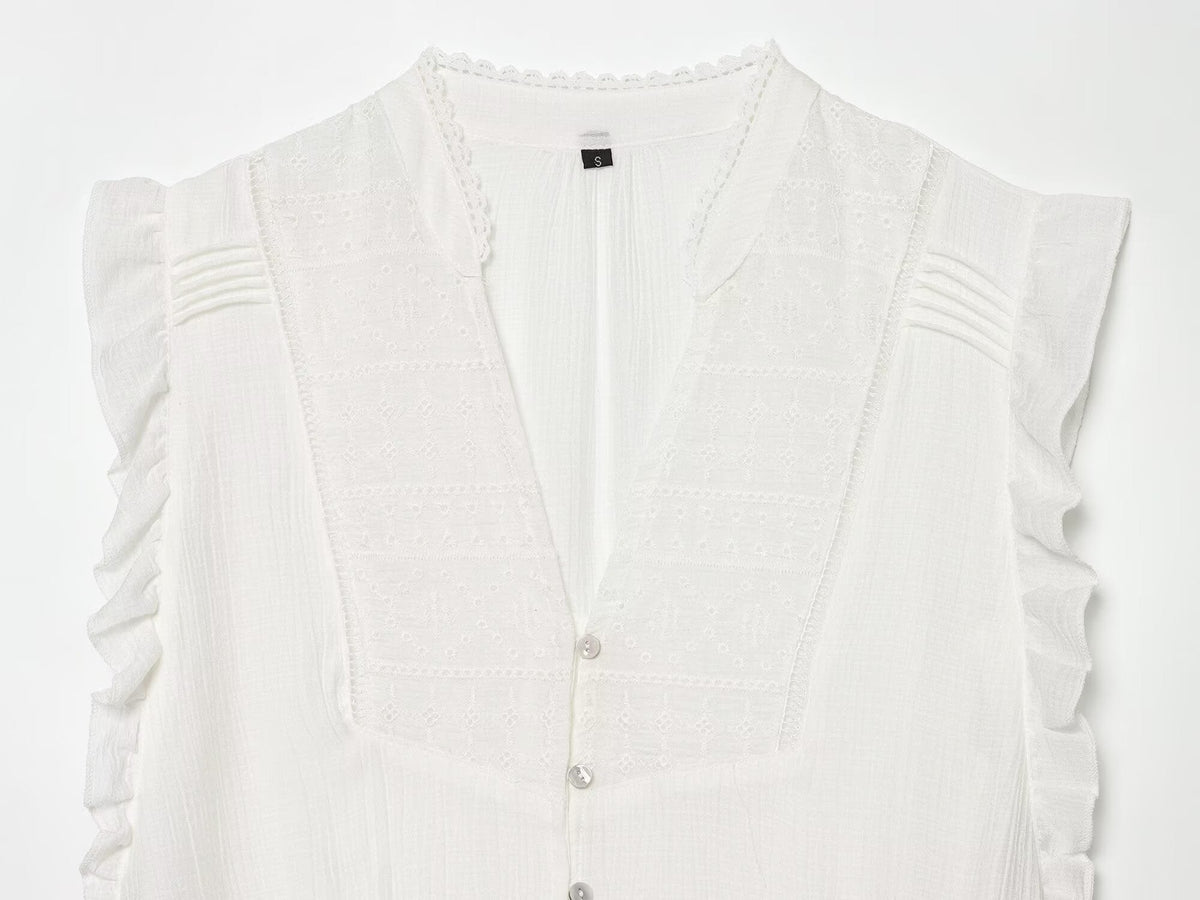 Women's layered decorative embroidered top
