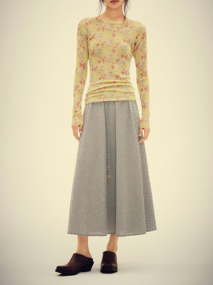 Women's casual plaid MIDI skirt