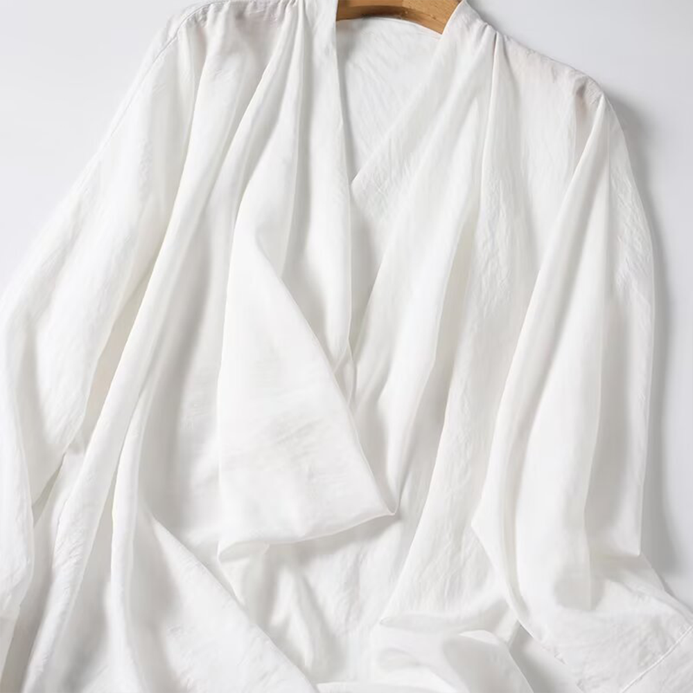 Women's draped Swing collar long sleeved shirt