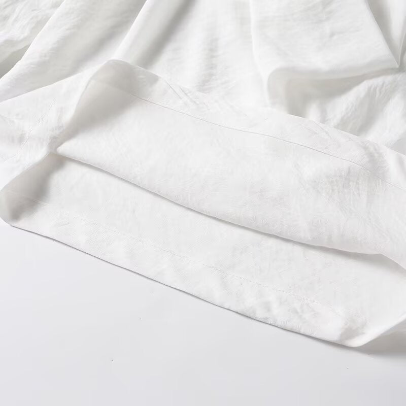 Women's draped Swing collar long sleeved shirt