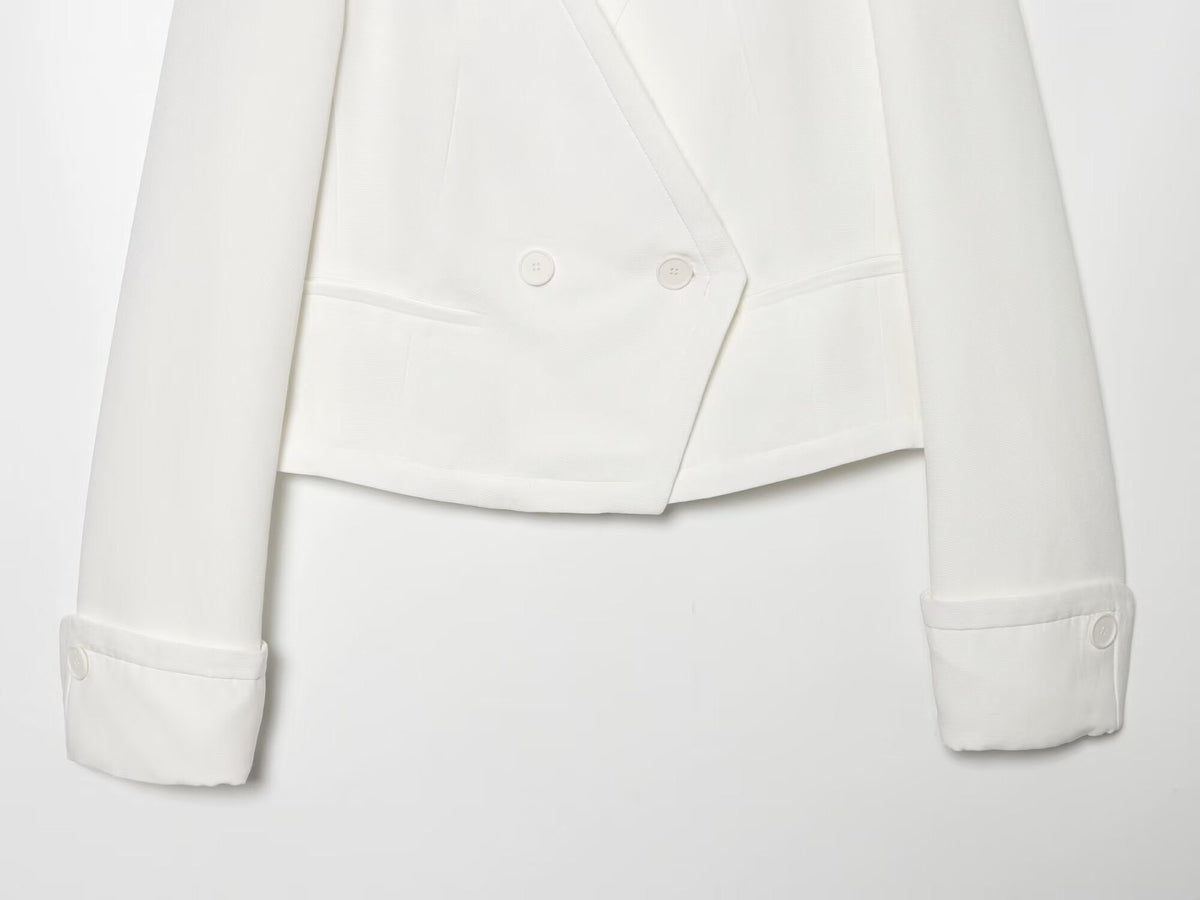 Women's short V-neck double breasted Blazer Coat