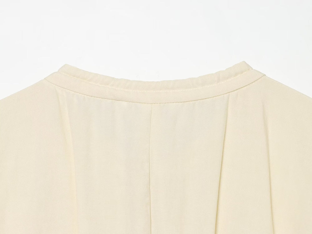 Women's long sleeved round neck pleated dress
