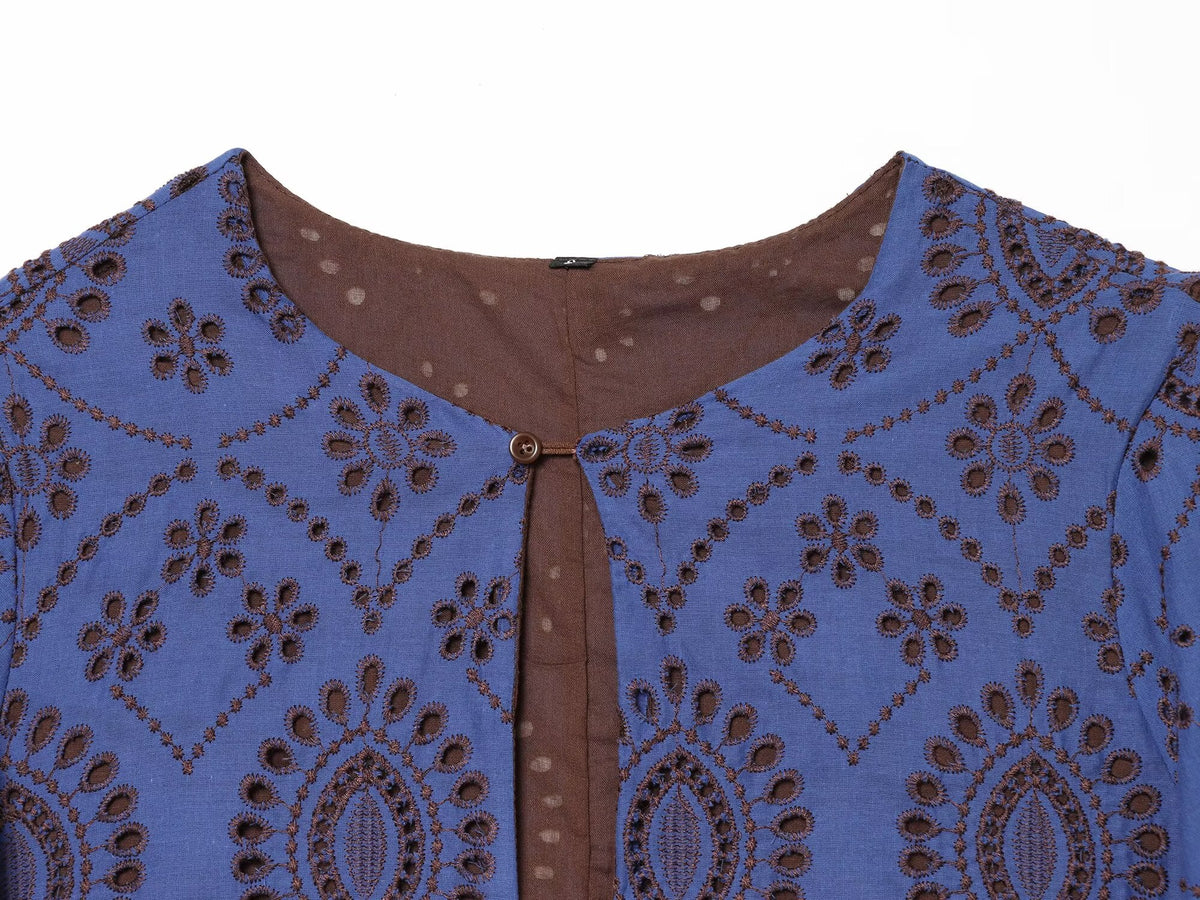2026 Women's hollow embroidery mini dress