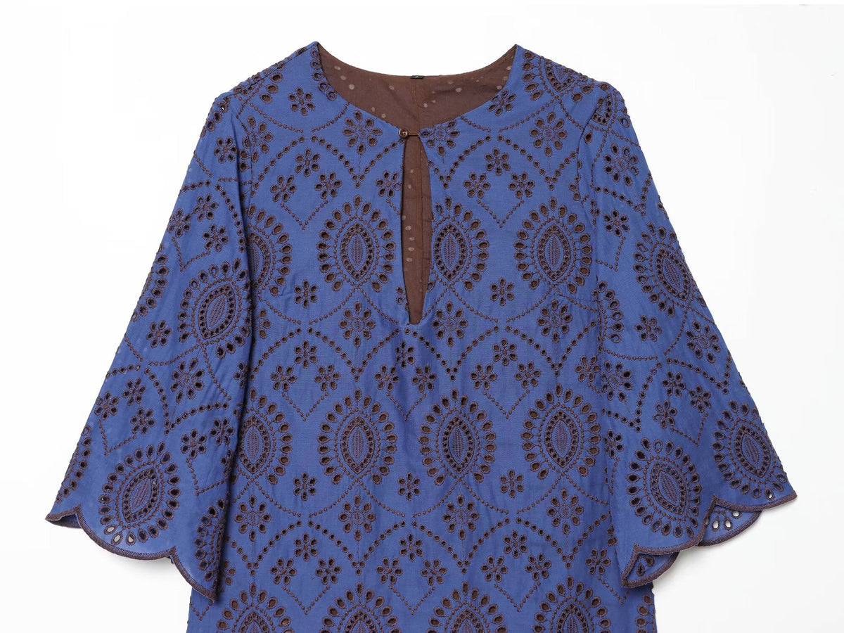 2026 Women's hollow embroidery mini dress