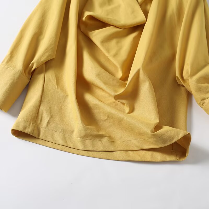 Women's draped Swing collar linen blend cover shirt
