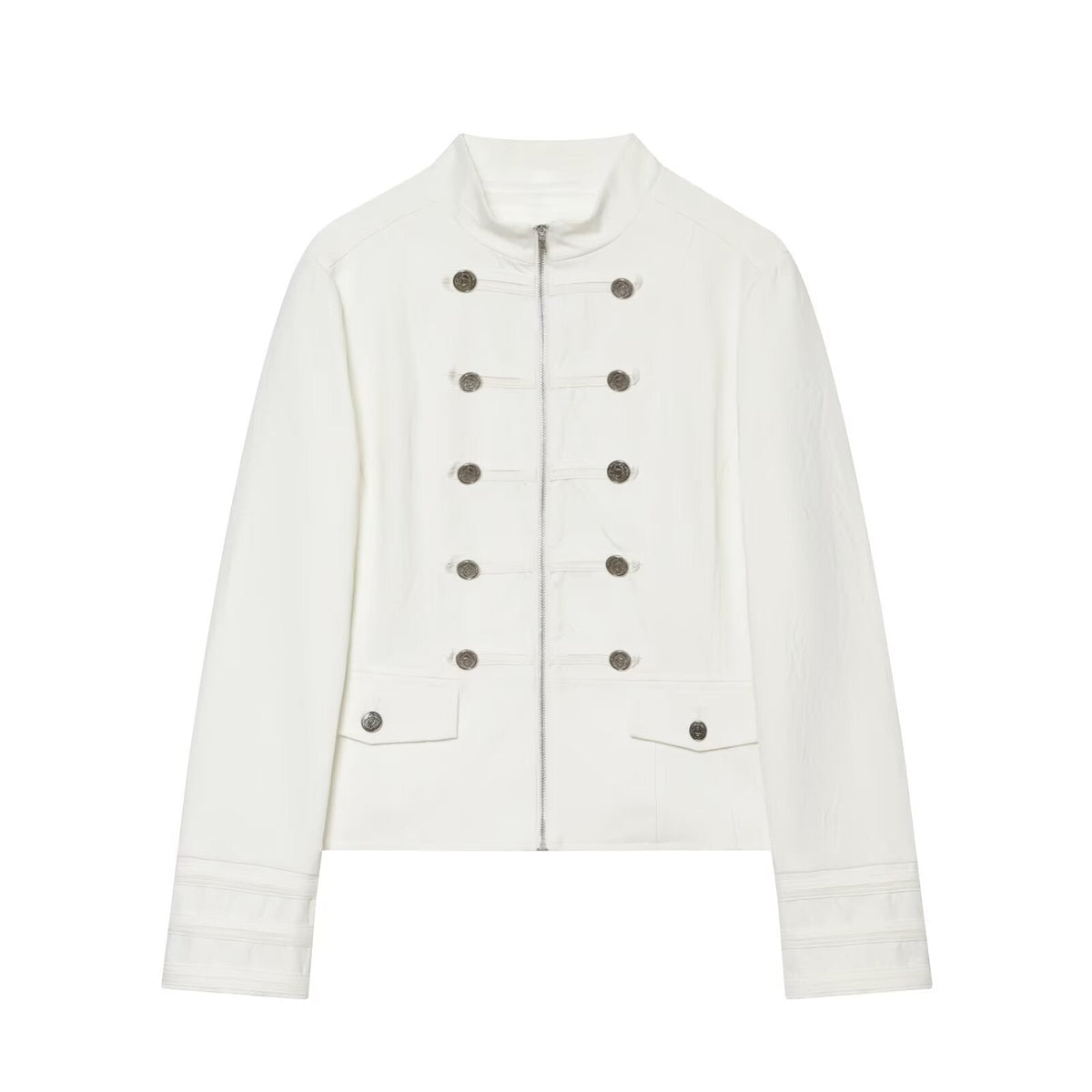 Women's standing collar breasted decorative Blazer Coat