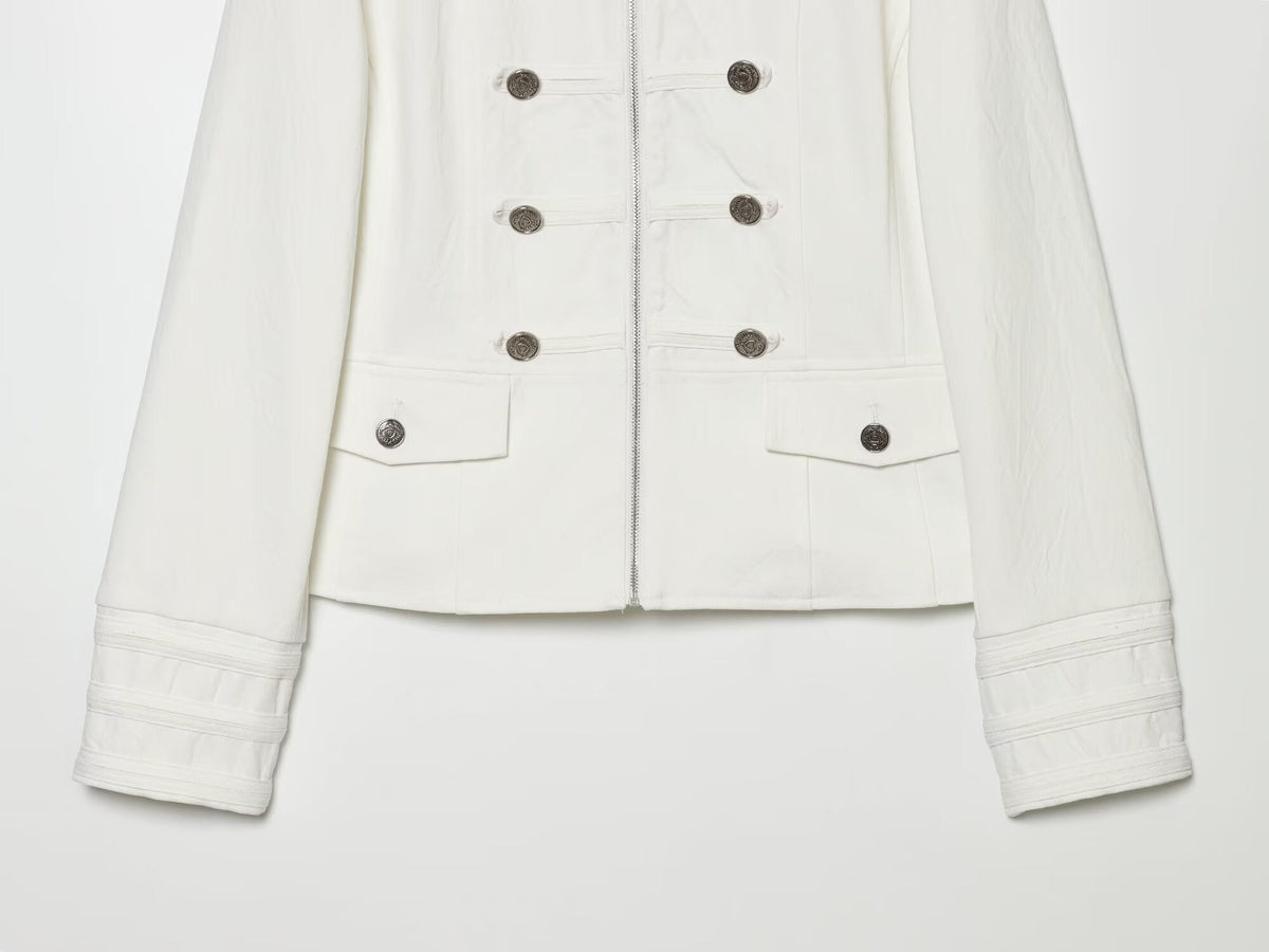 Women's standing collar breasted decorative Blazer Coat