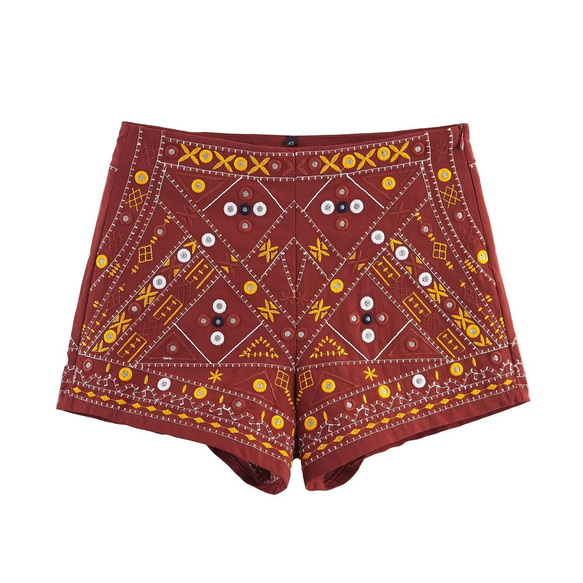 suit Women's 2 pieces mirror effect decorative embroidered vest+shorts