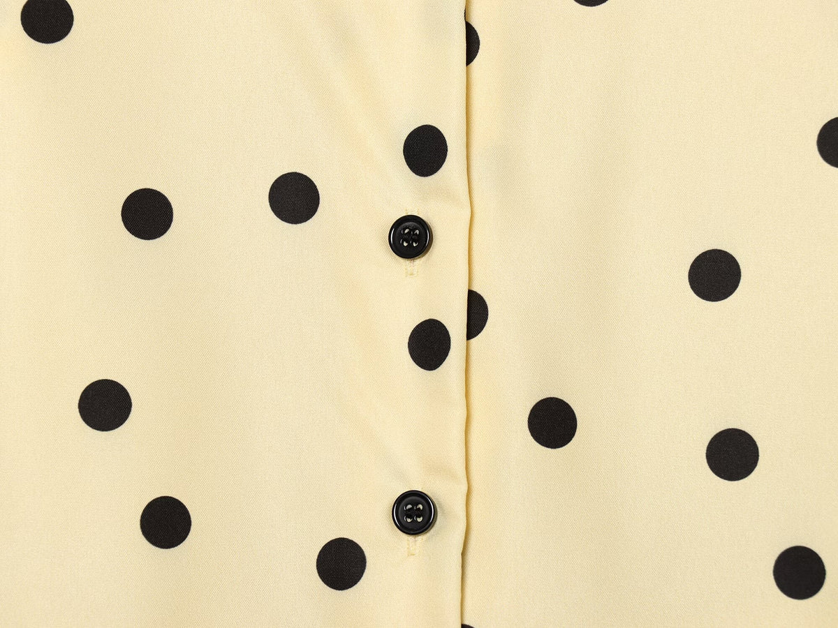 suit Women's 2 pieces short drawstring pleated polka dot Coat+Shorts